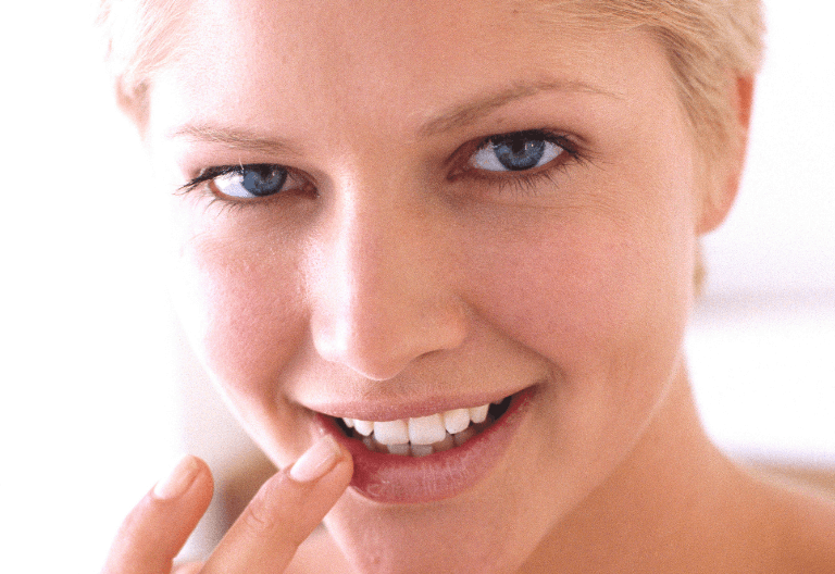 Woman with white fillings